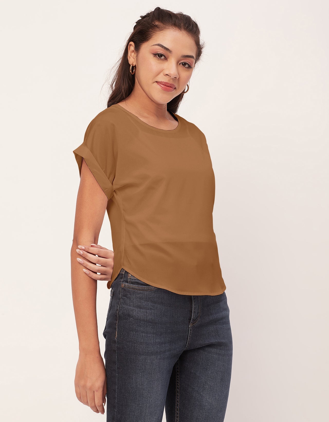 Solid Short Sleeve Crepe