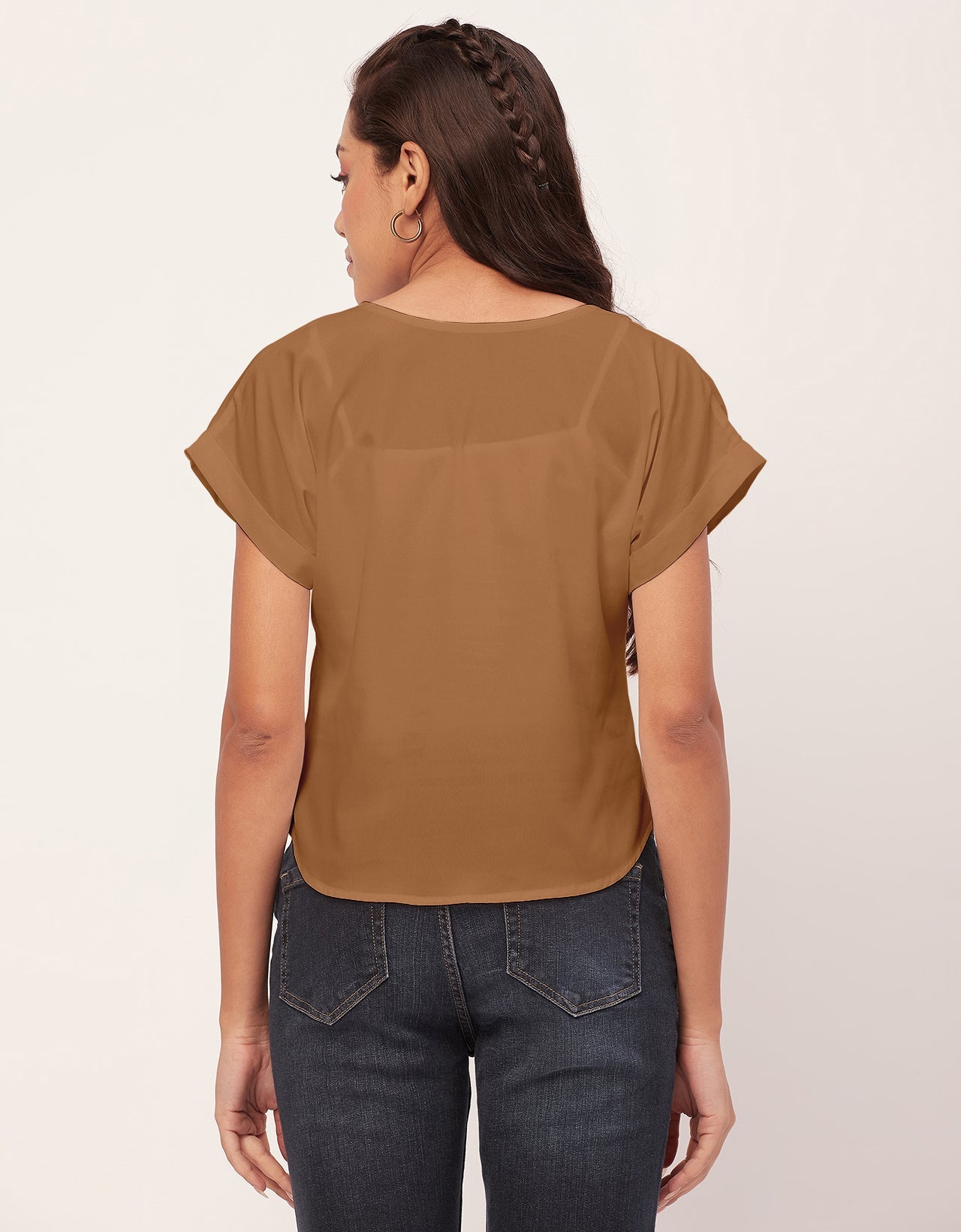 Solid Short Sleeve Crepe