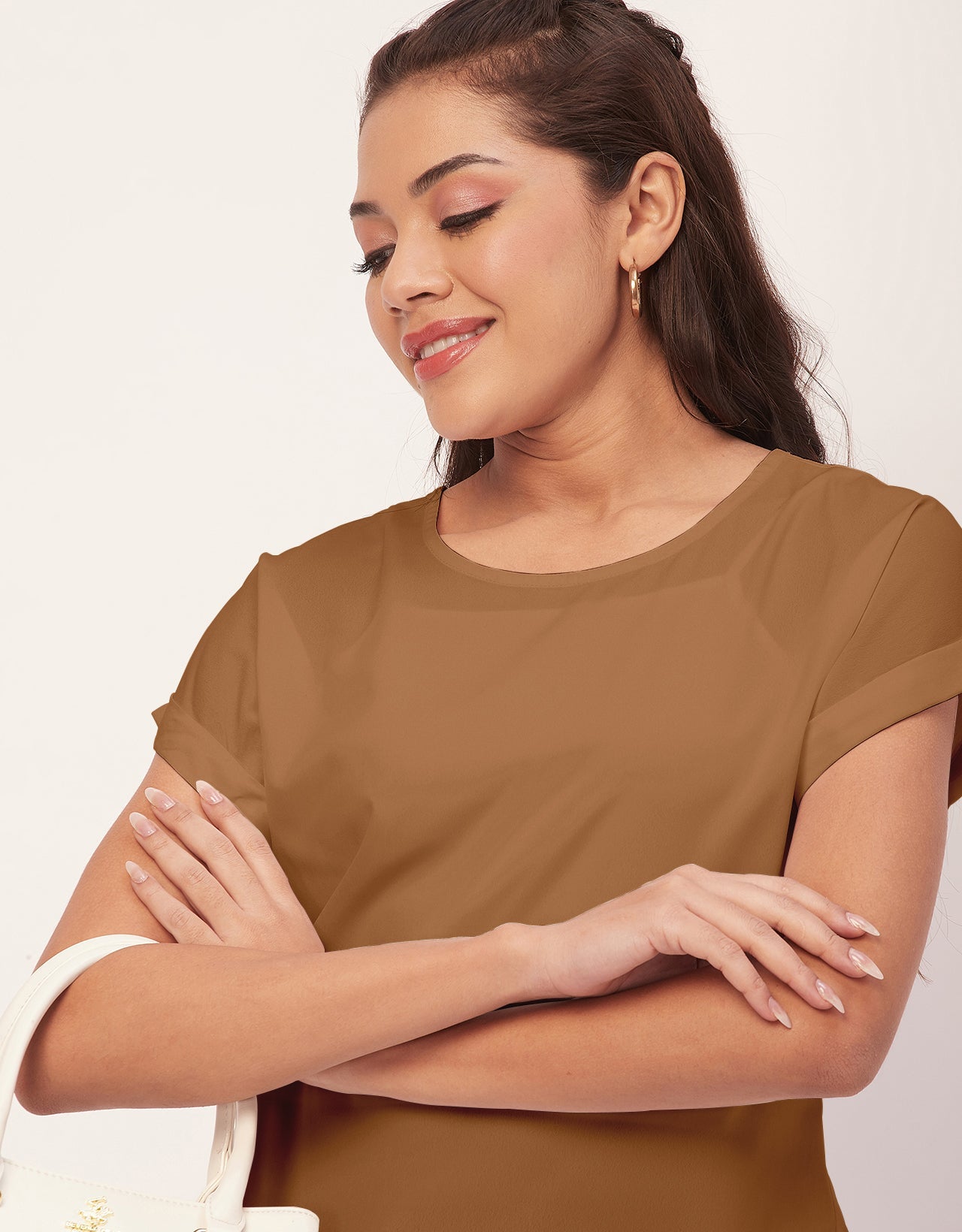Solid Short Sleeve Crepe