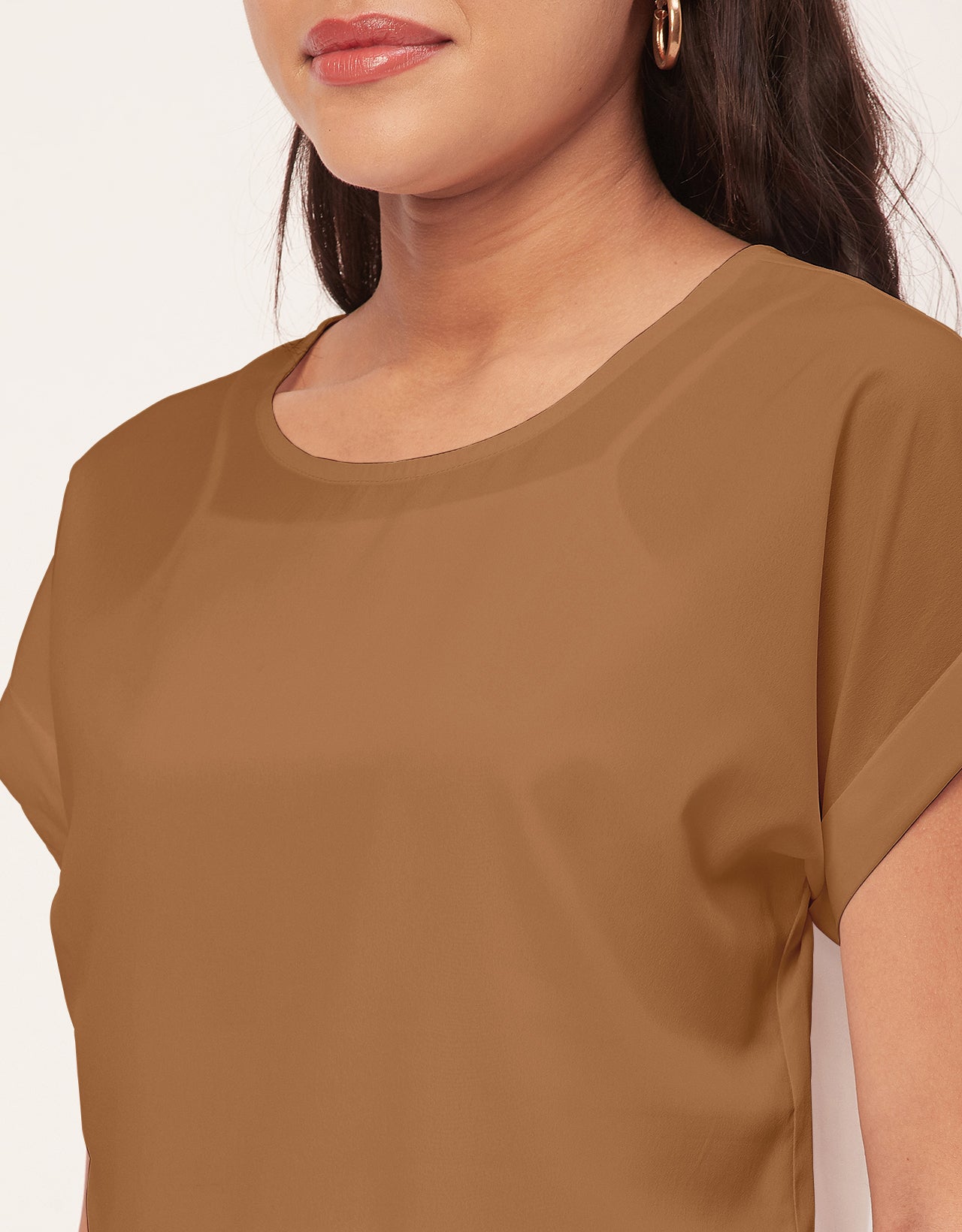 Solid Short Sleeve Crepe