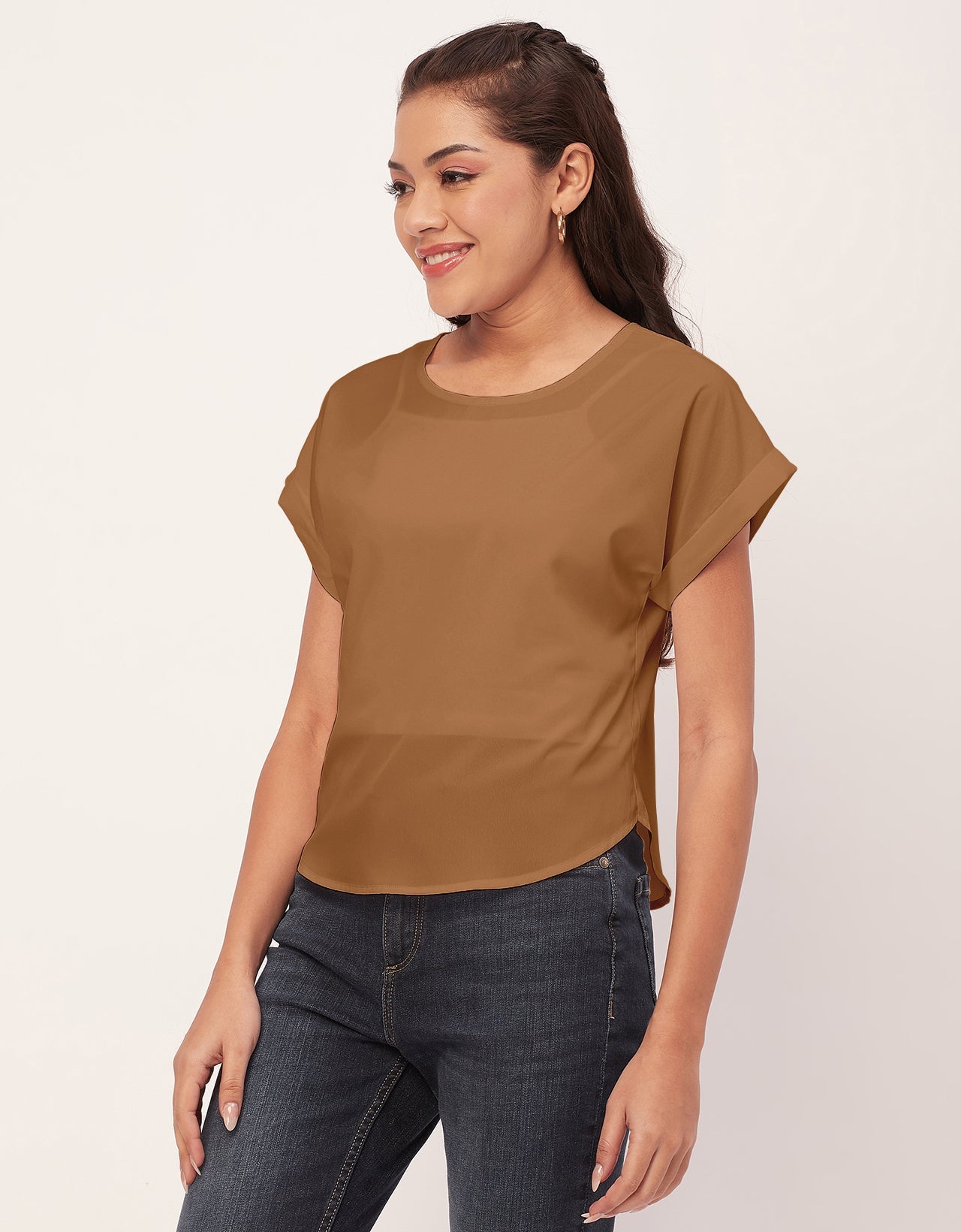 Solid Short Sleeve Crepe