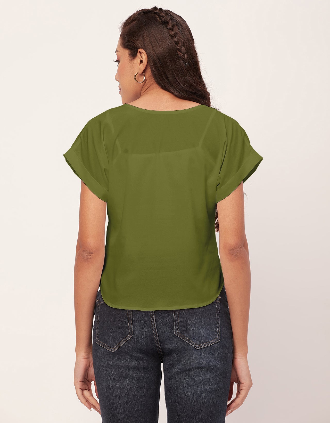 Solid Short Sleeve Crepe