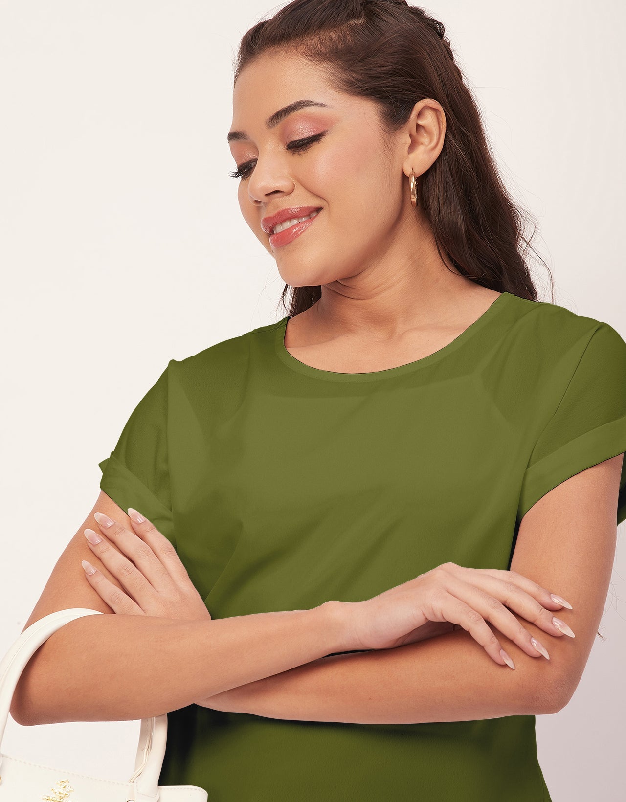 Solid Short Sleeve Crepe