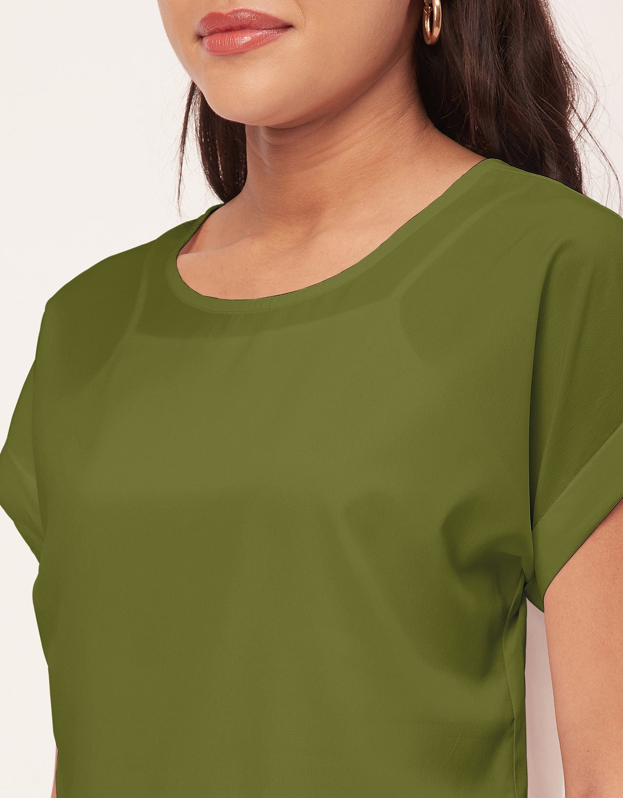 Solid Short Sleeve Crepe