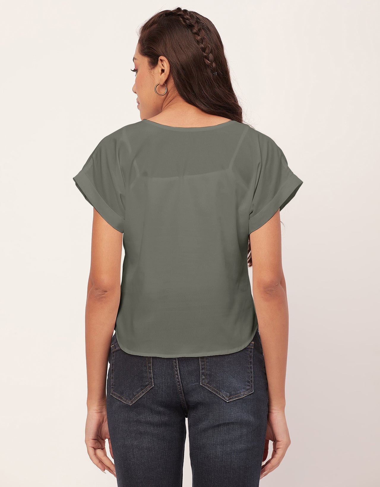 Solid Short Sleeve Crepe