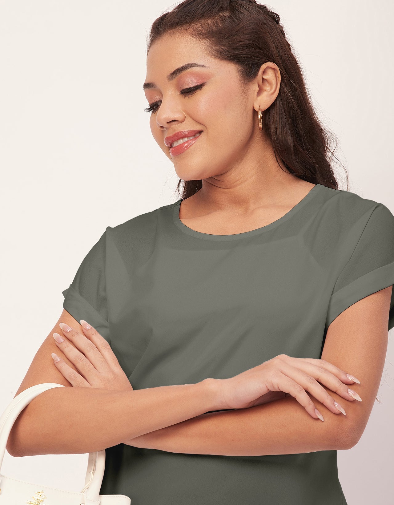 Solid Short Sleeve Crepe