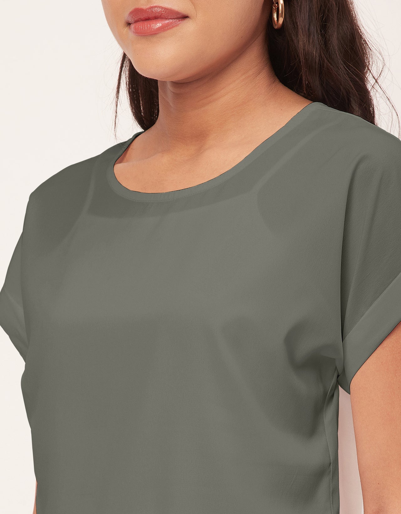 Solid Short Sleeve Crepe