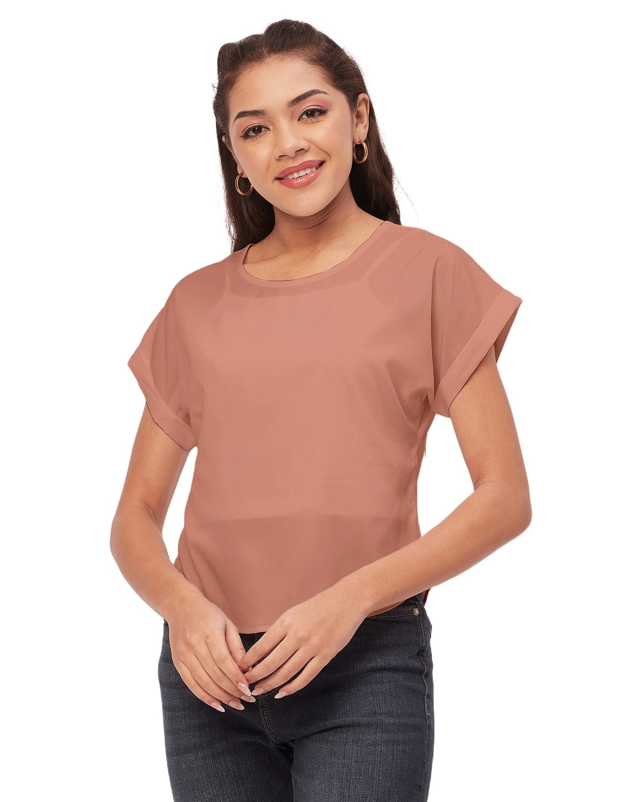 Solid Short Sleeve Crepe