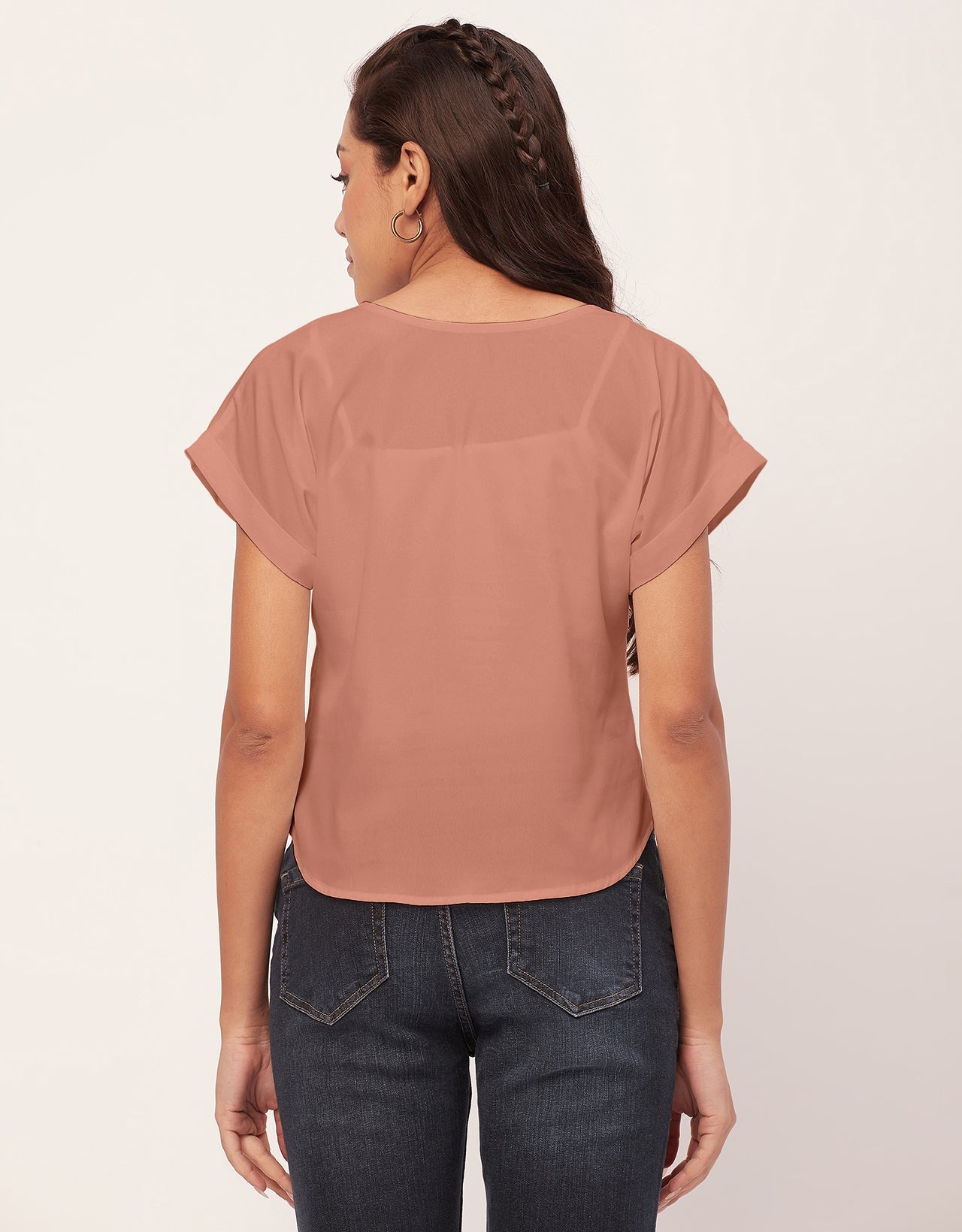 Solid Short Sleeve Crepe