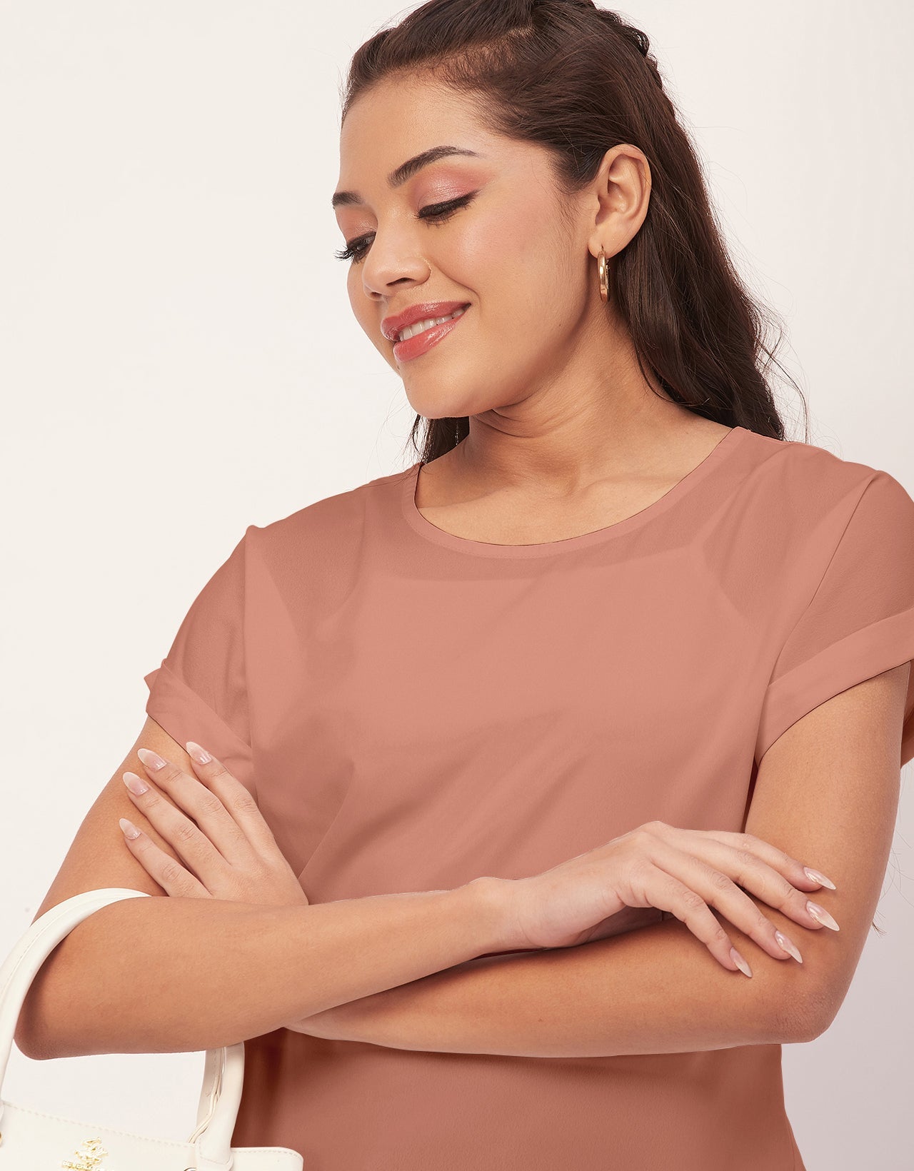 Solid Short Sleeve Crepe