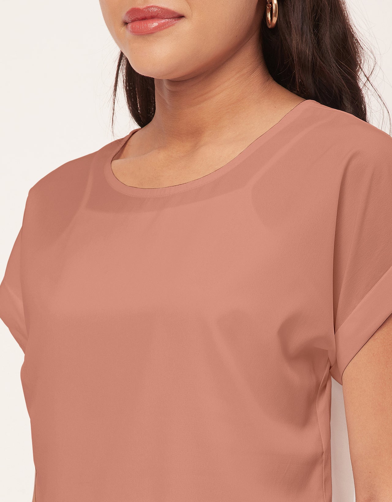 Solid Short Sleeve Crepe
