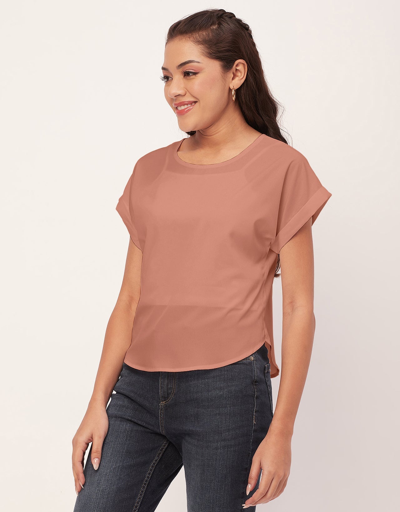 Solid Short Sleeve Crepe