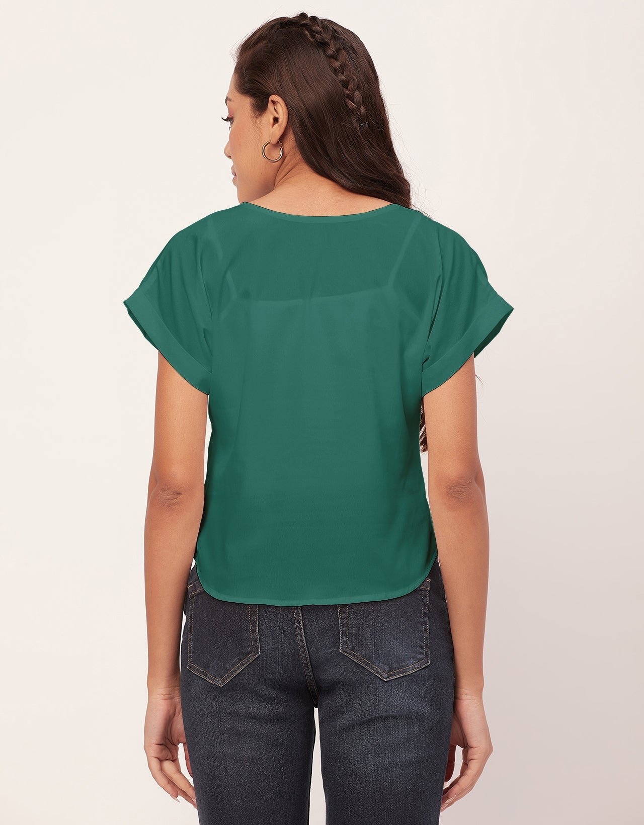 Solid Short Sleeve Crepe