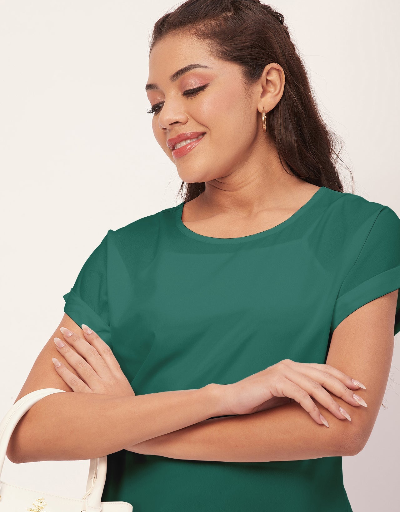Solid Short Sleeve Crepe