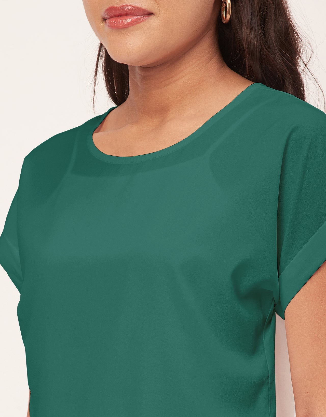 Solid Short Sleeve Crepe