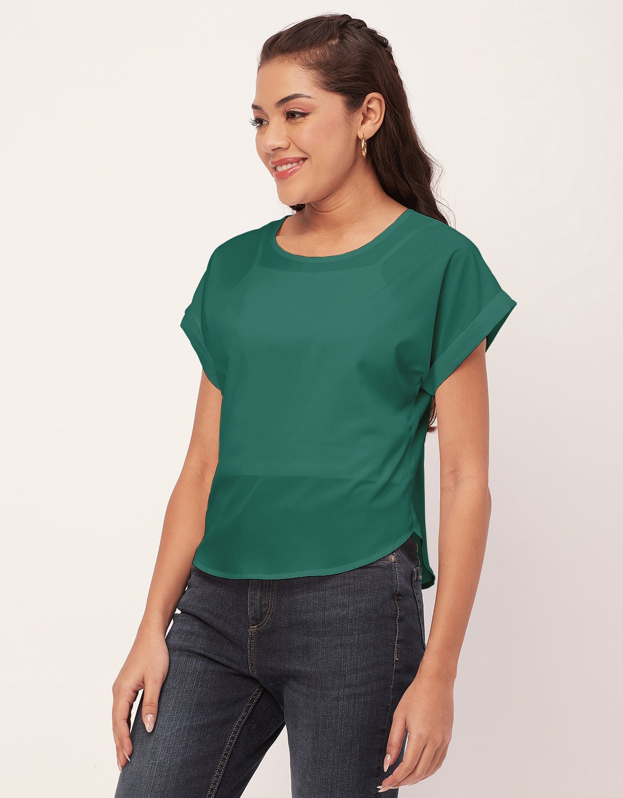 Solid Short Sleeve Crepe