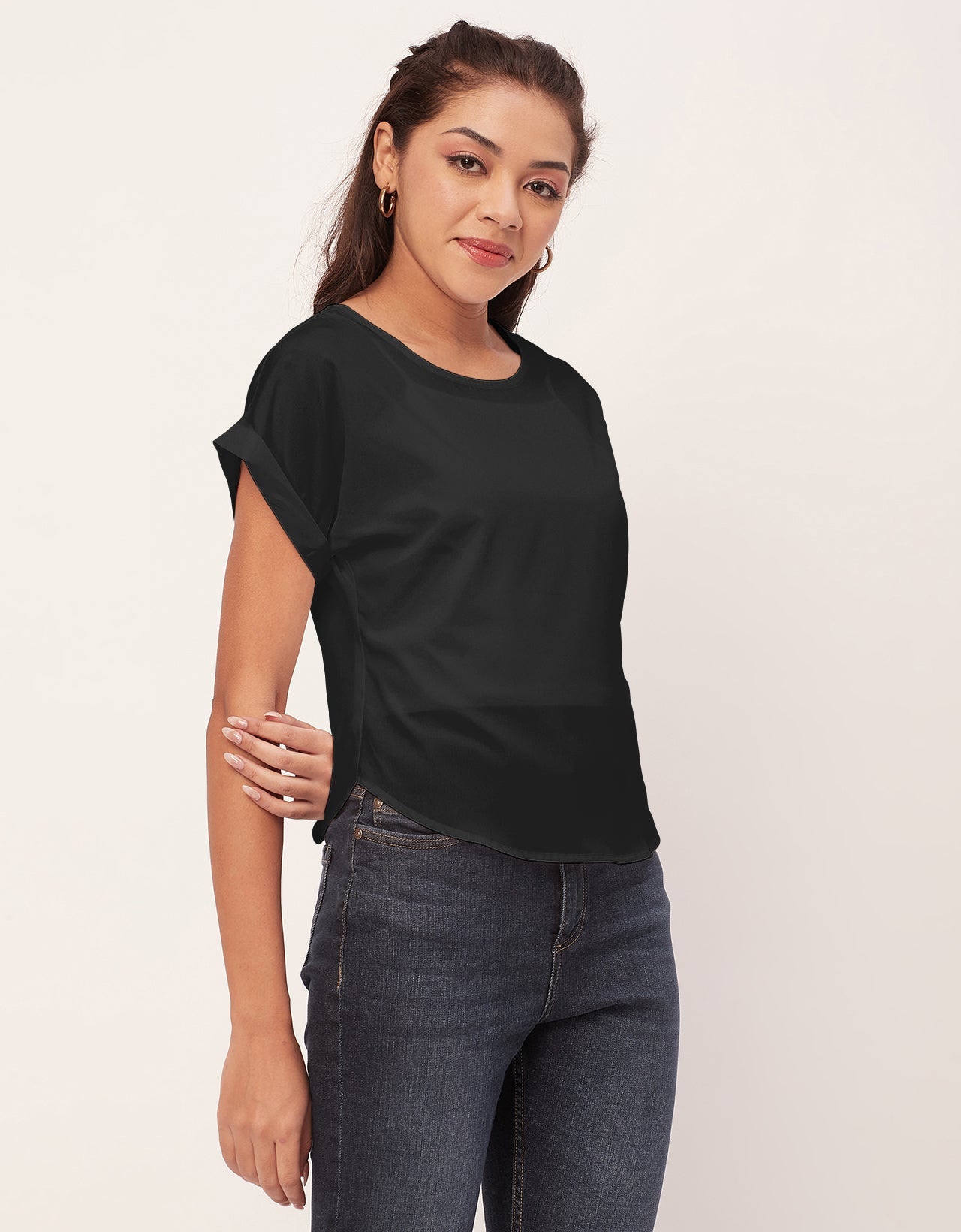 Solid Short Sleeve Crepe
