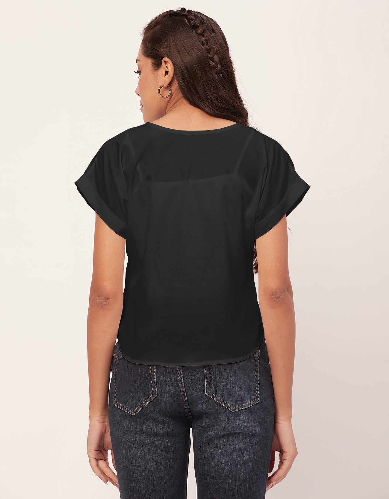 Solid Short Sleeve Crepe