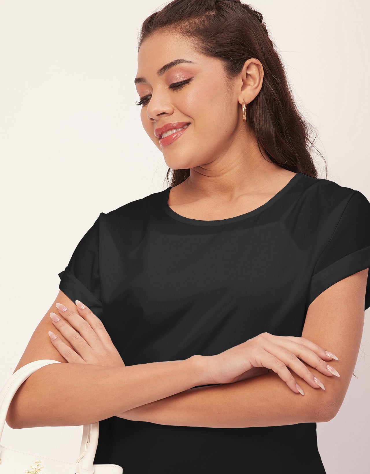 Solid Short Sleeve Crepe