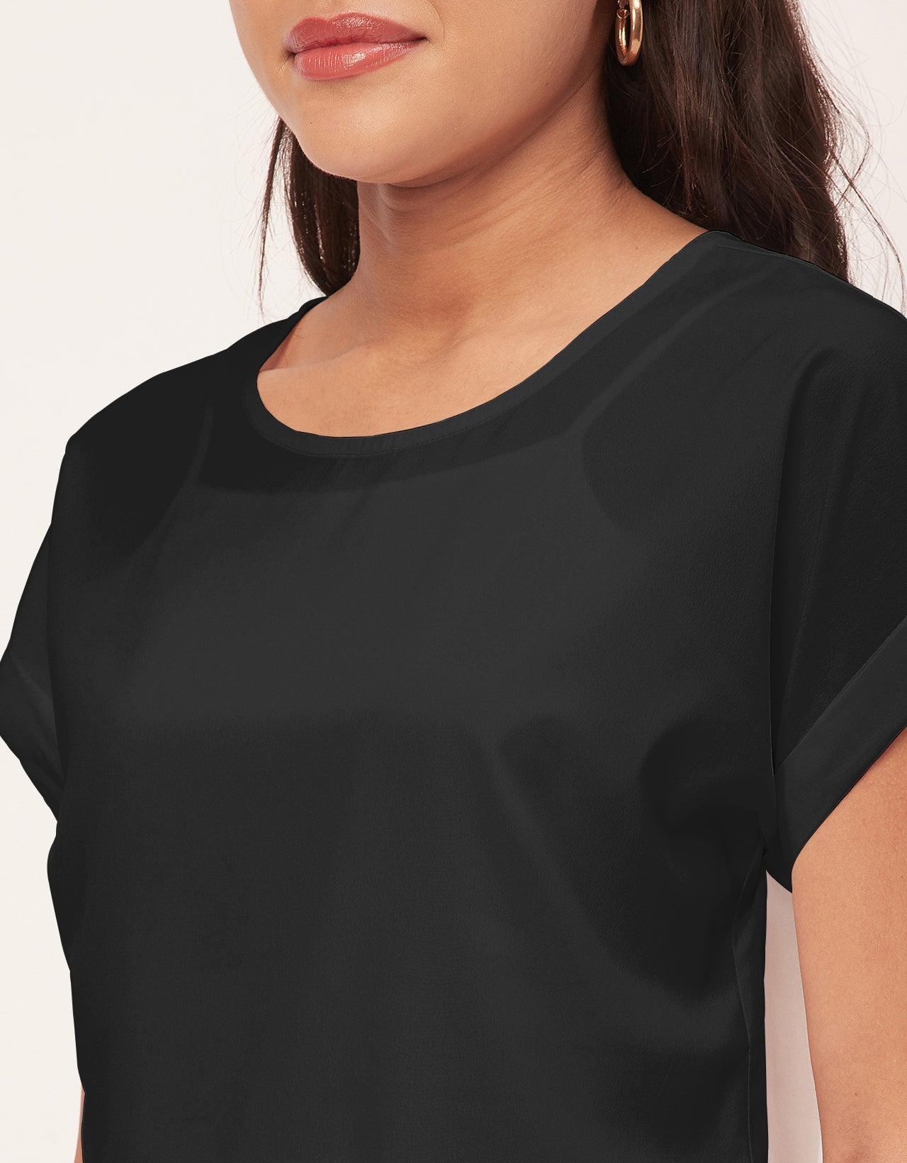 Solid Short Sleeve Crepe