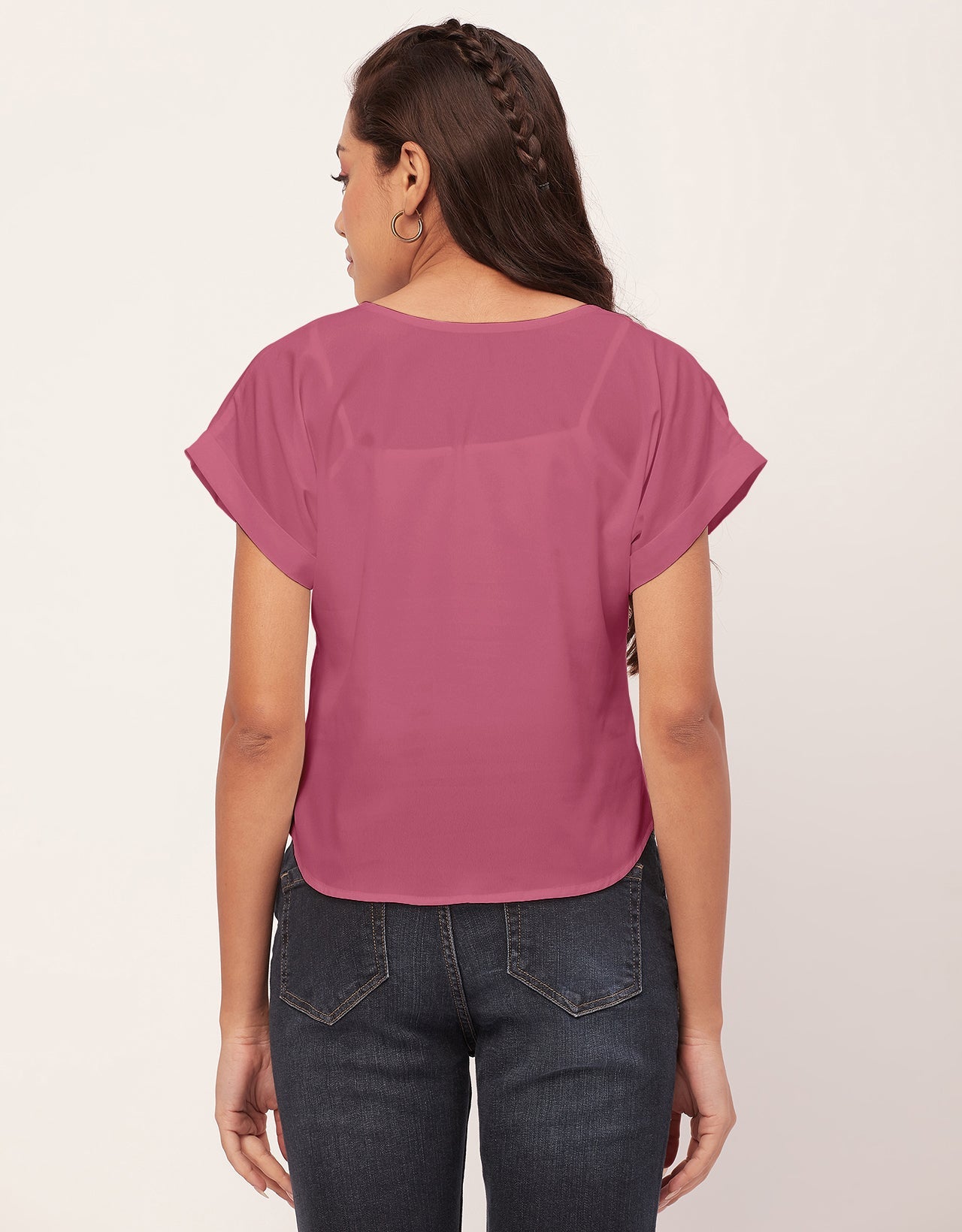 Solid Short Sleeve Crepe