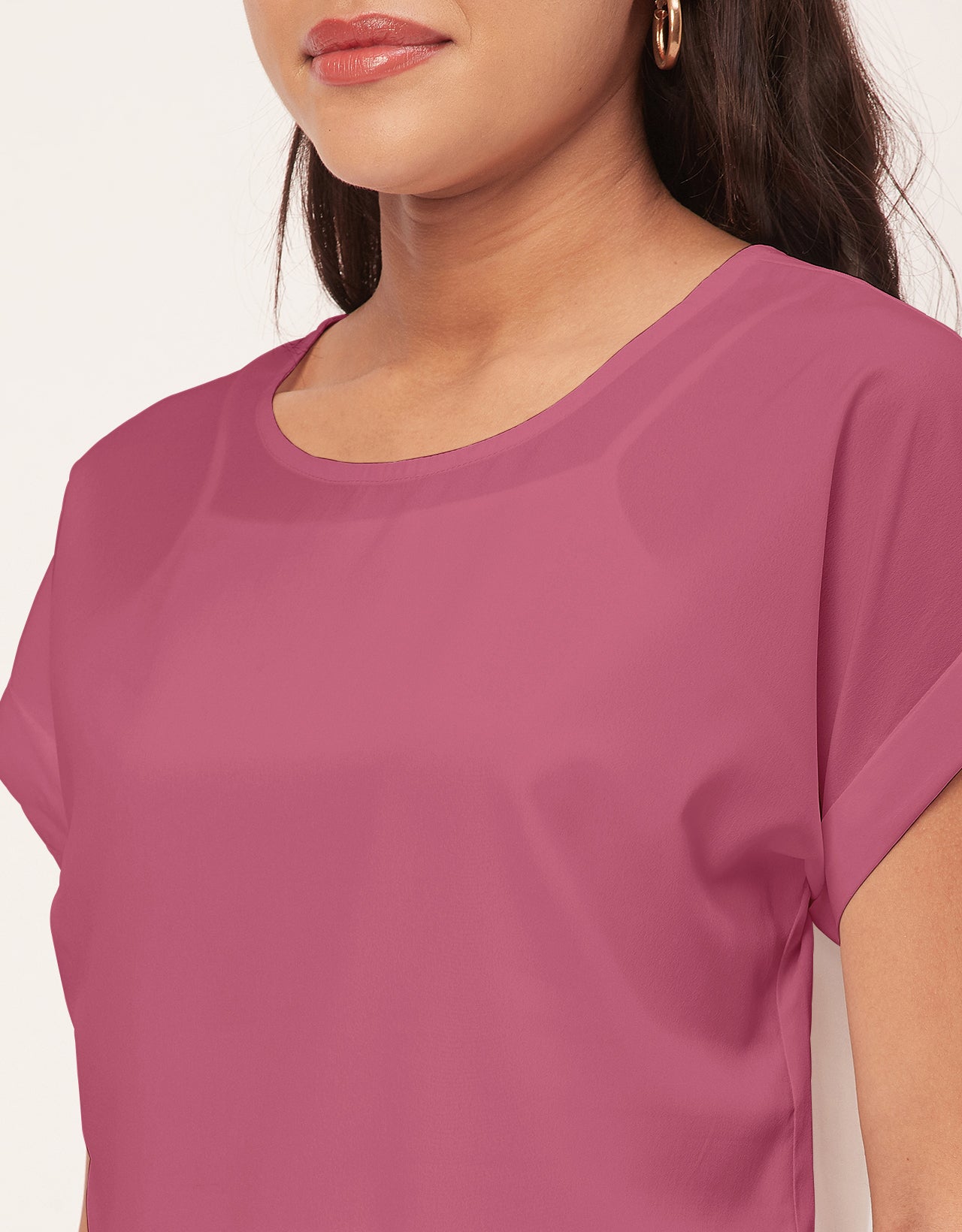 Solid Short Sleeve Crepe