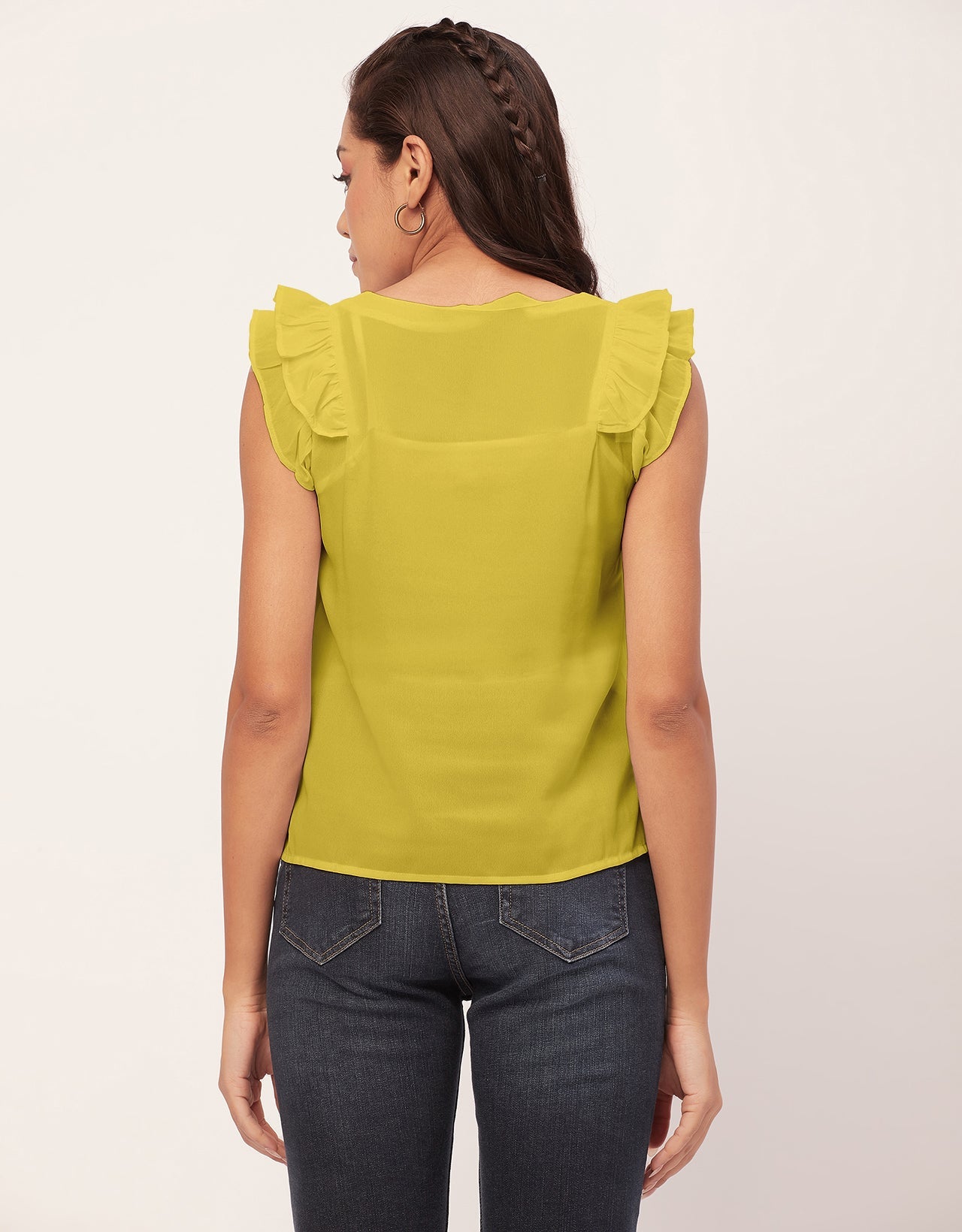 Flutter Sleeve V-Neck Crop