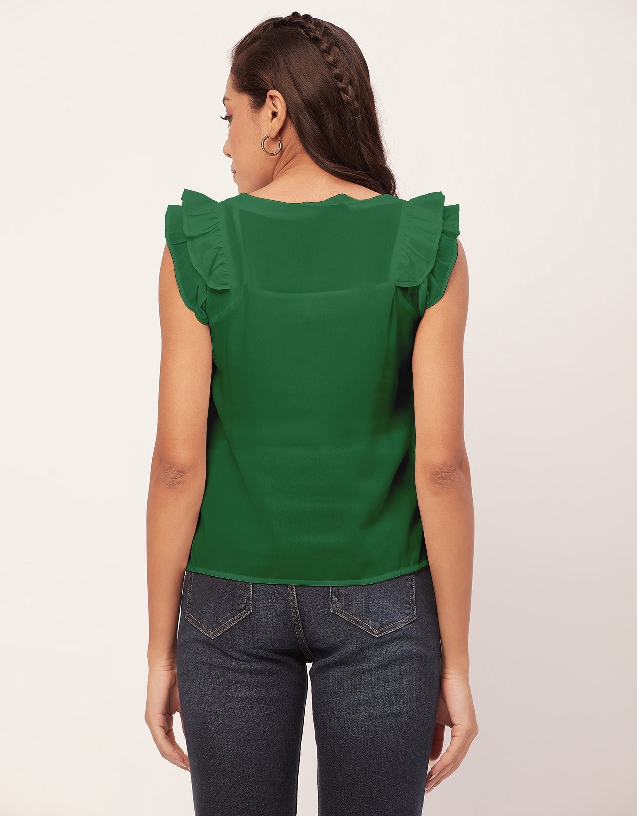 Flutter Sleeve V-Neck Crop