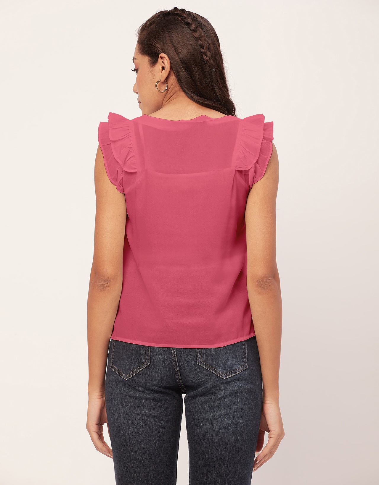 Flutter Sleeve V-Neck Crop