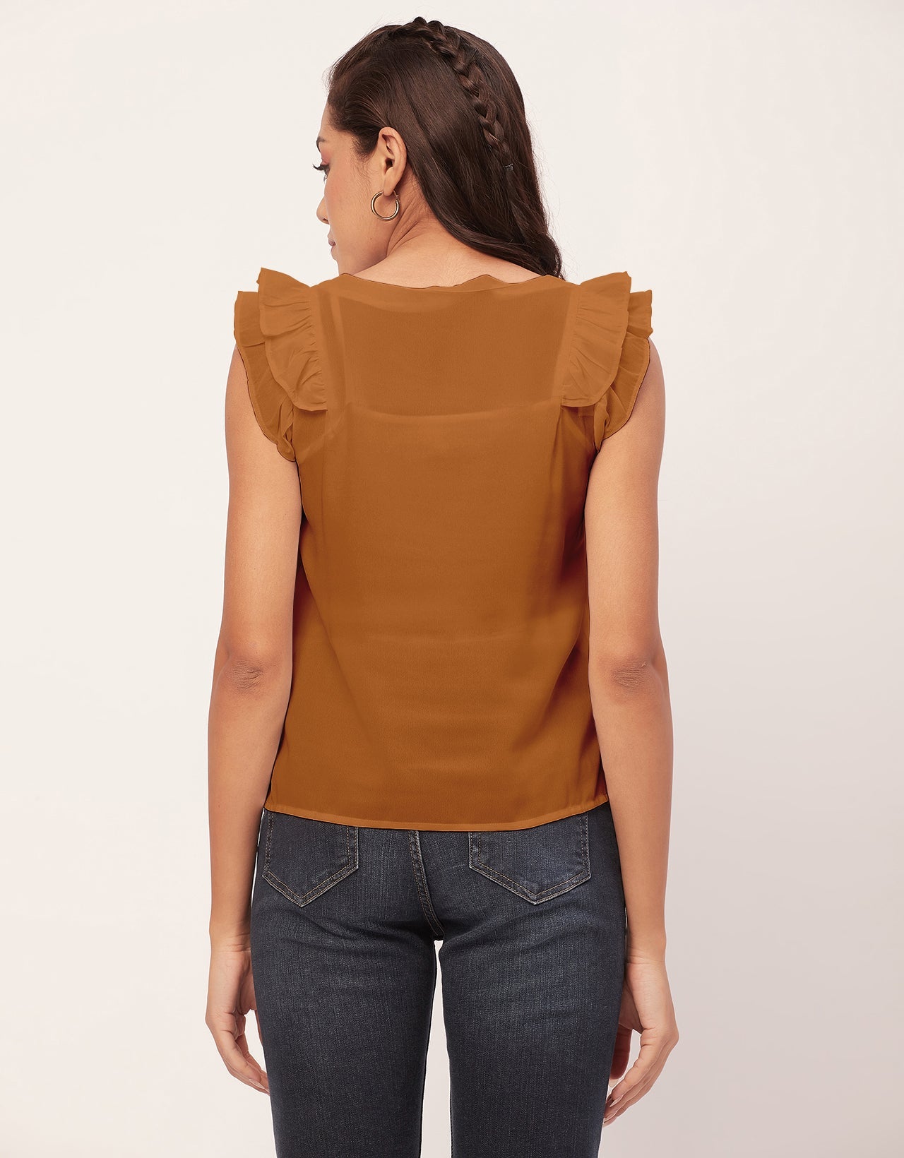 Flutter Sleeve V-Neck Crop