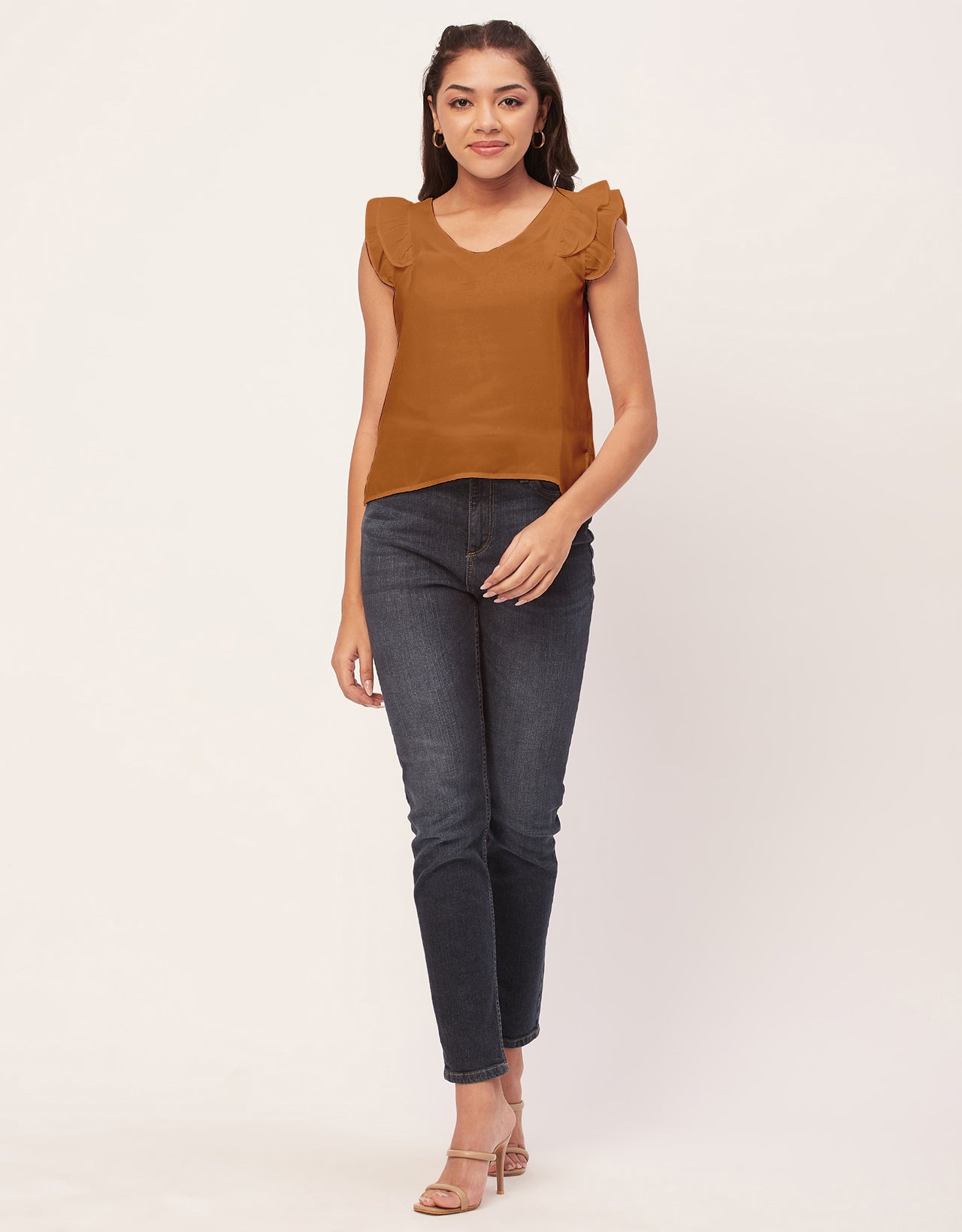 Flutter Sleeve V-Neck Crop