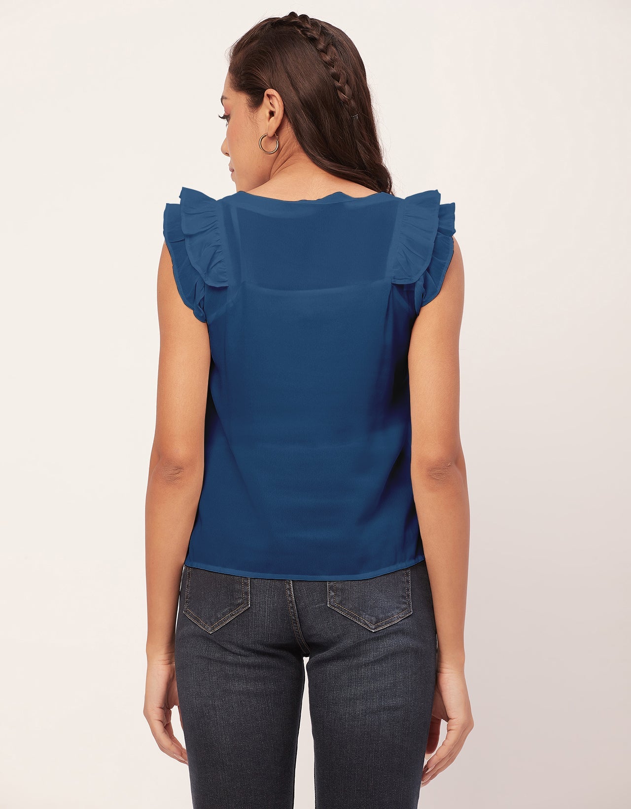 Flutter Sleeve V-Neck Crop
