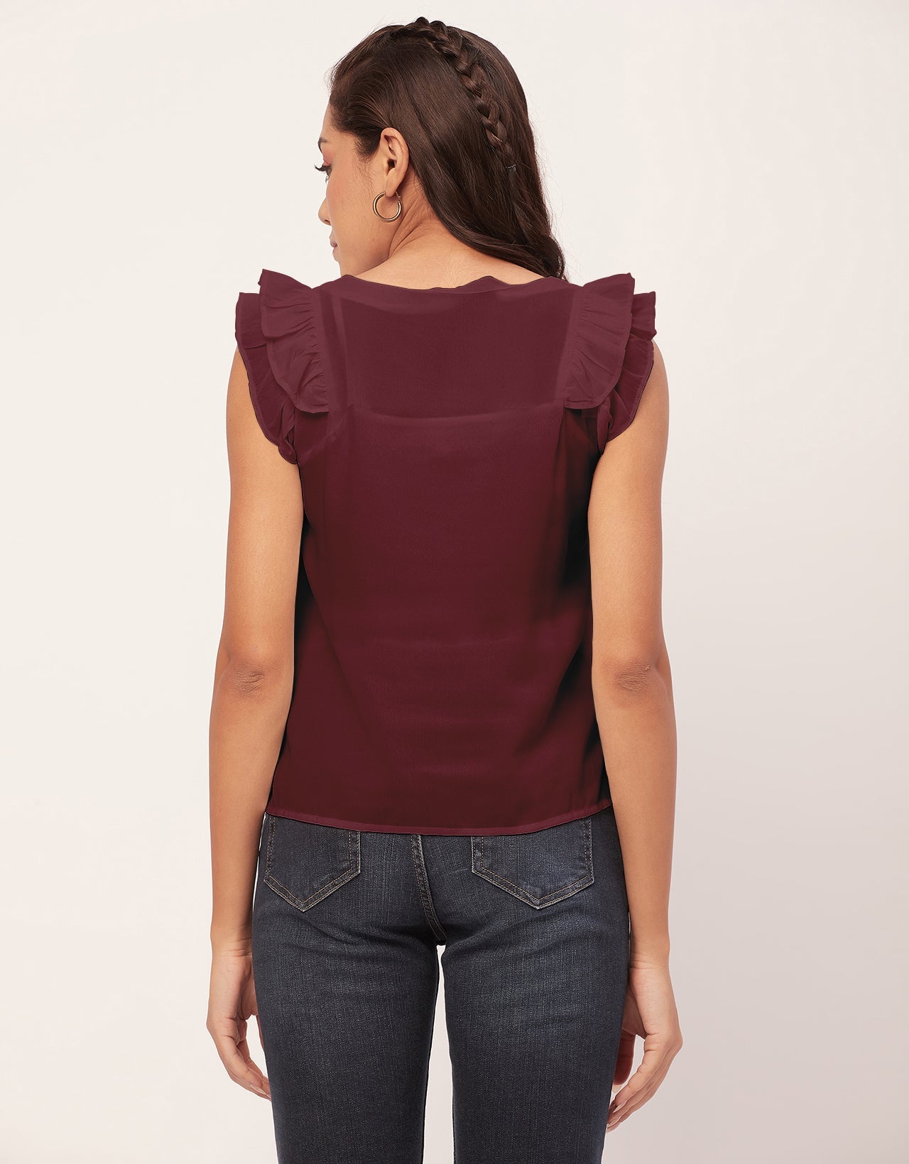 Flutter Sleeve V-Neck Crop