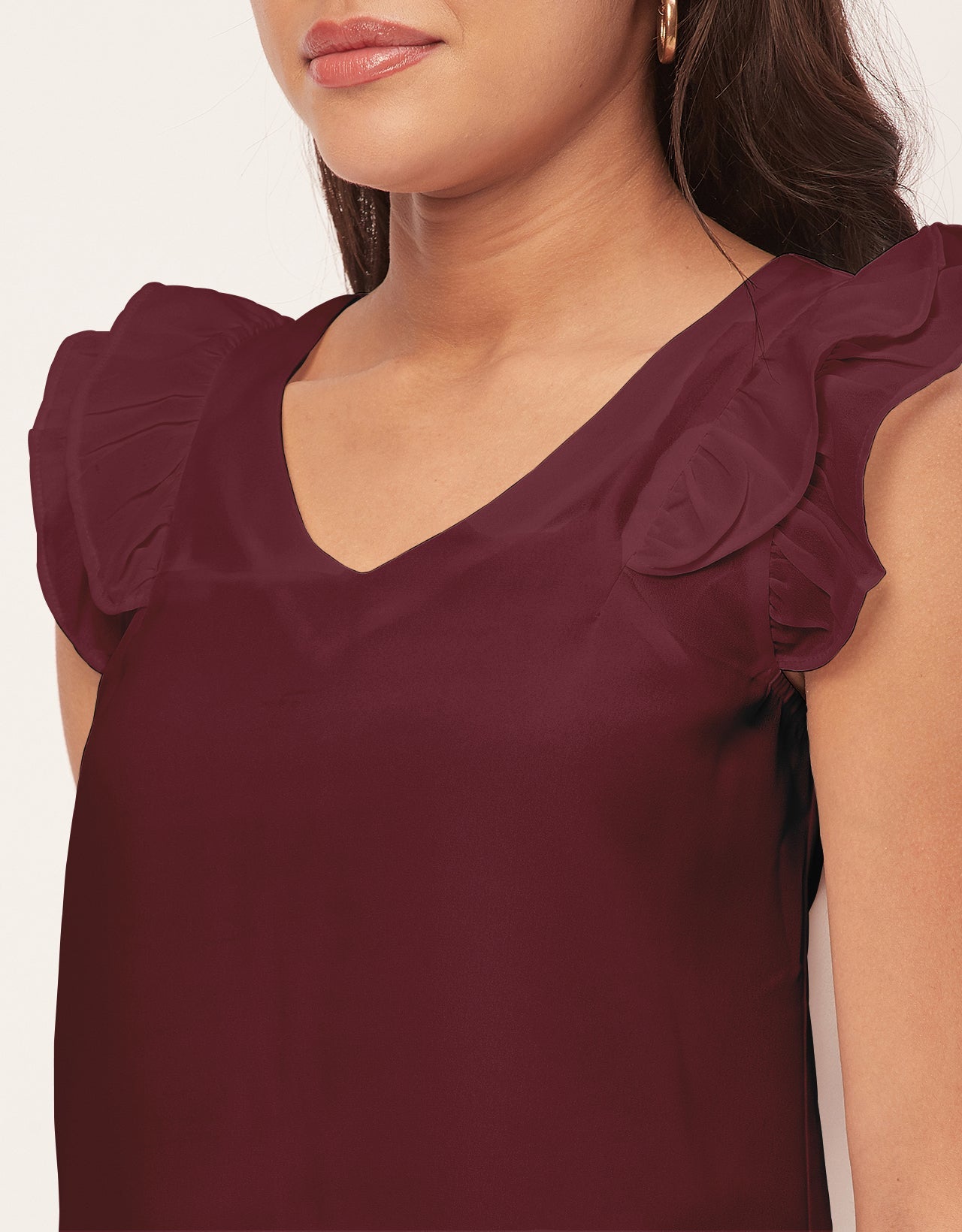Flutter Sleeve V-Neck Crop