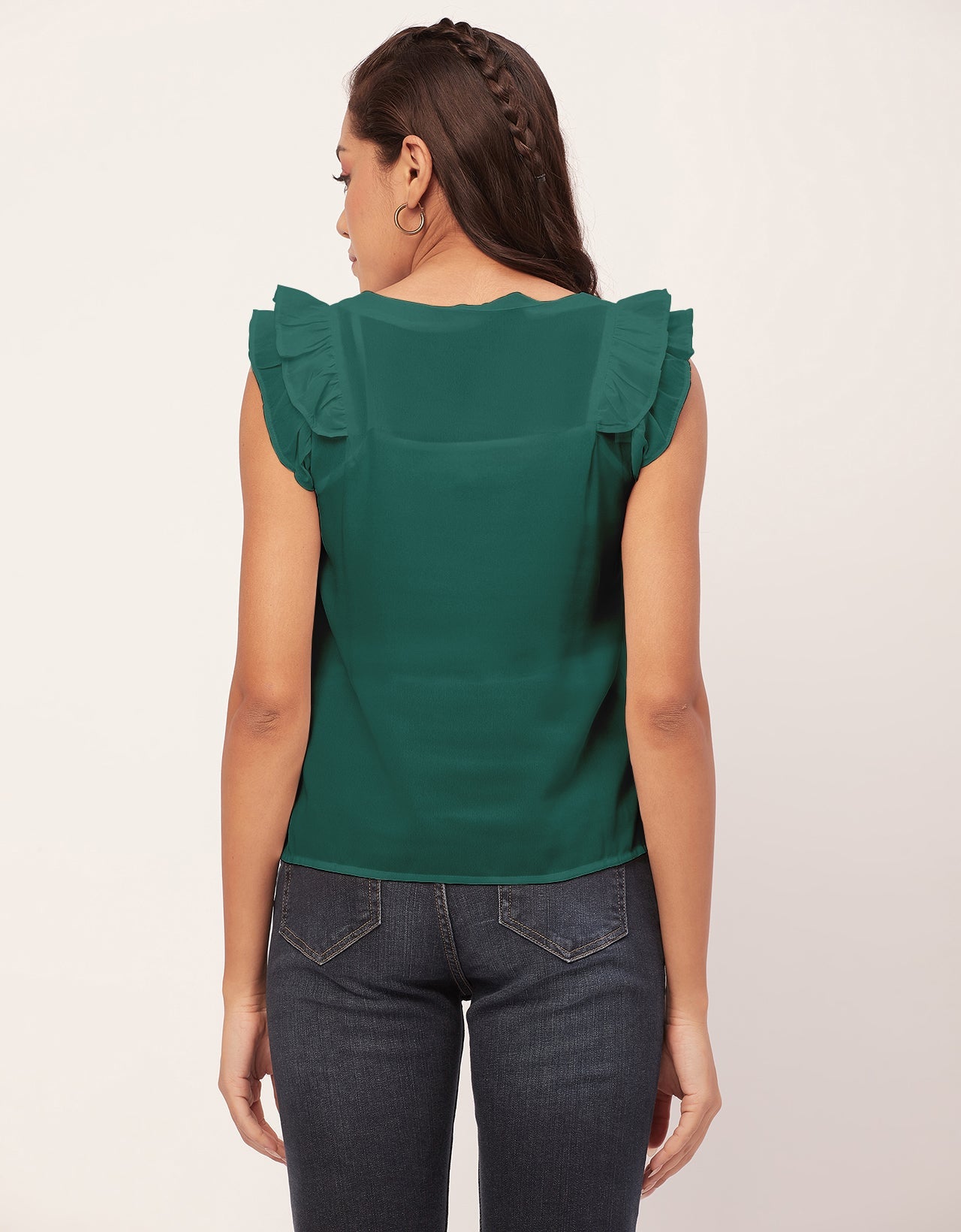 Flutter Sleeve V-Neck Crop