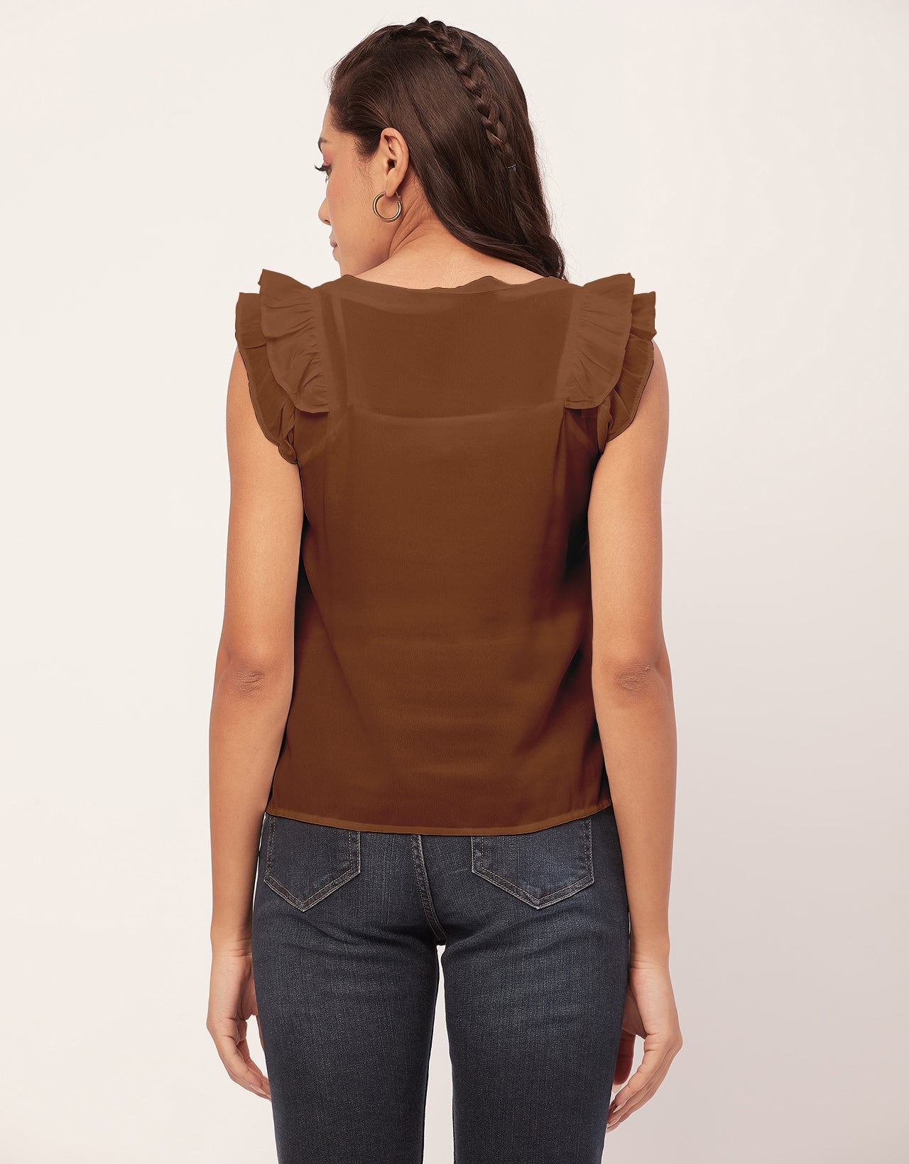 Flutter Sleeve V-Neck Crop