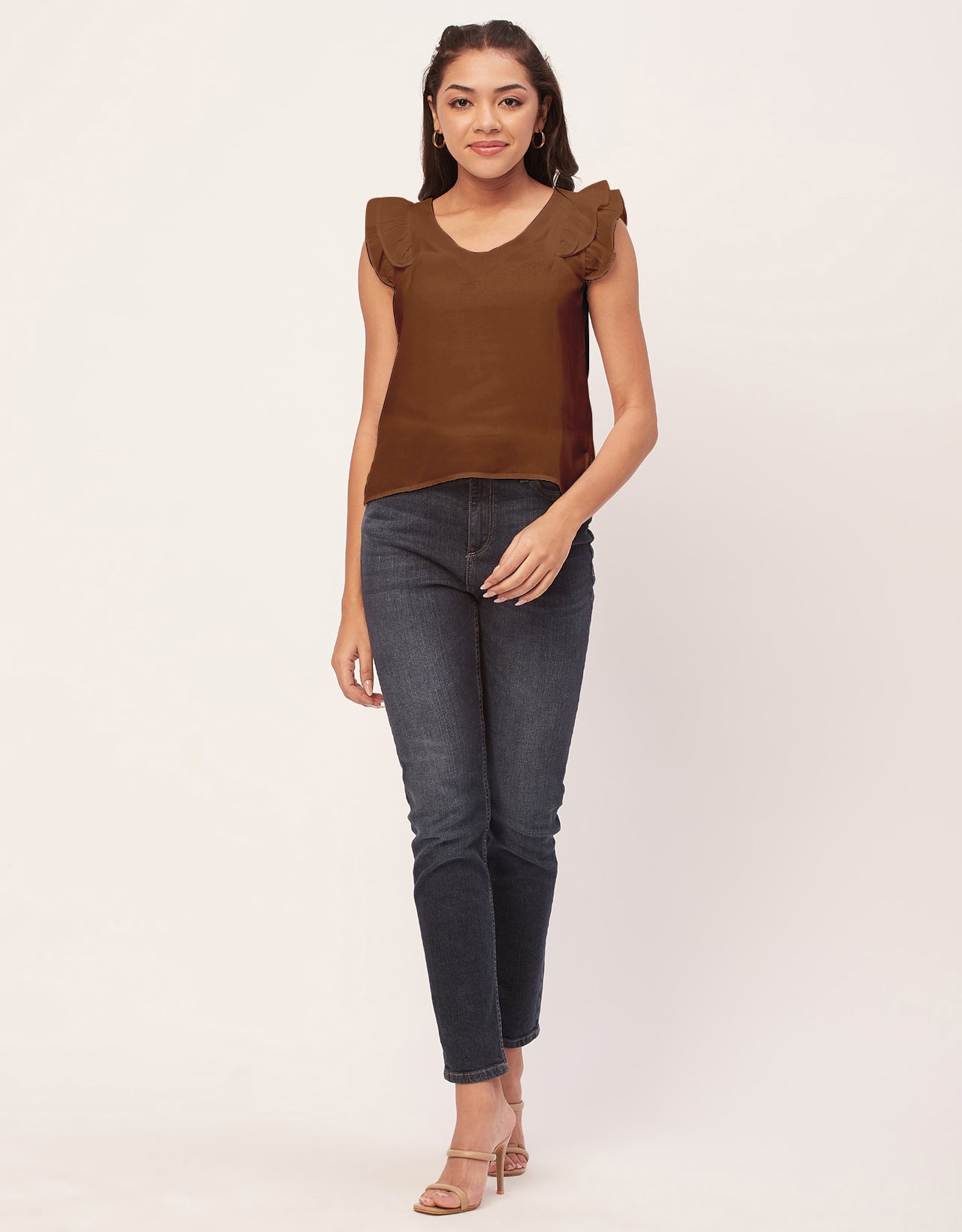 Flutter Sleeve V-Neck Crop