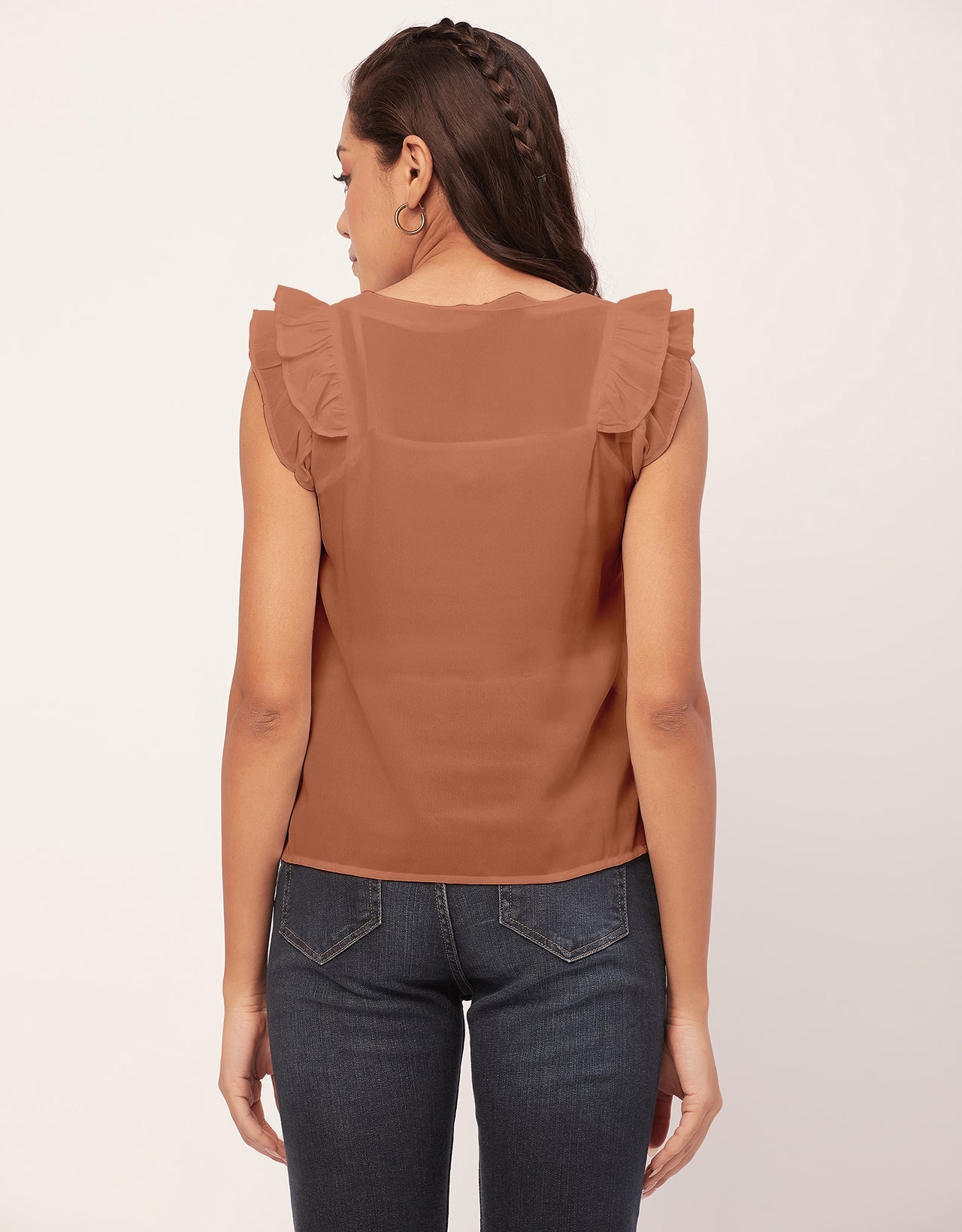 Flutter Sleeve V-Neck Crop