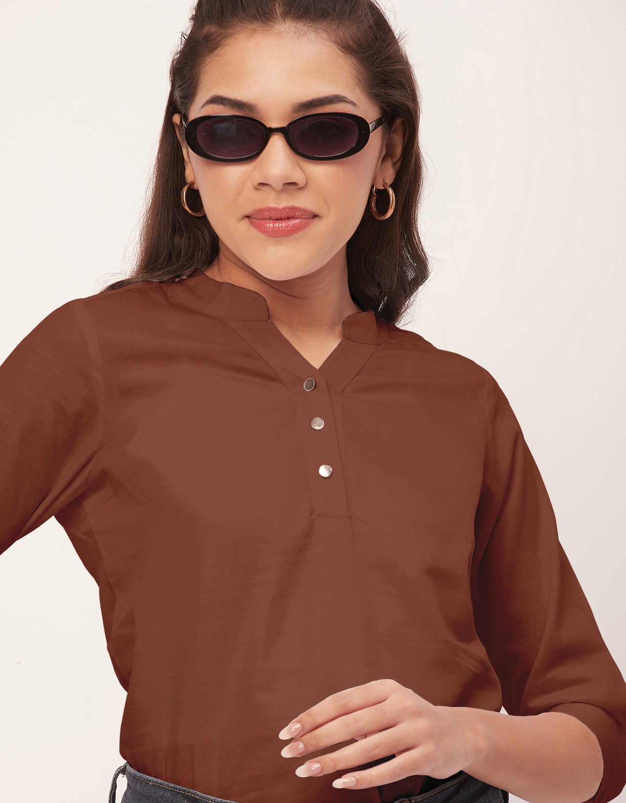 brown top shirt
