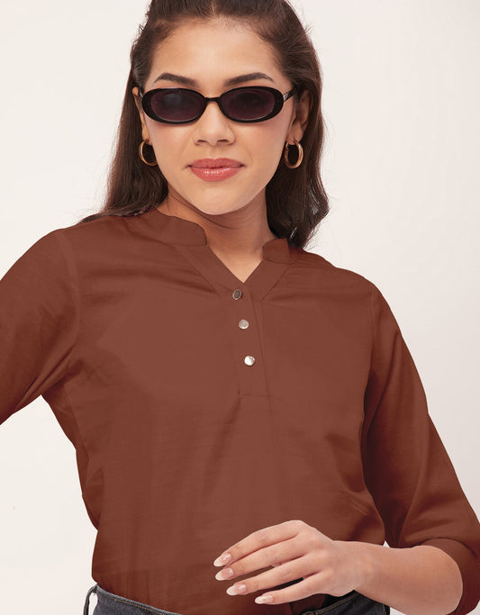 brown top shirt