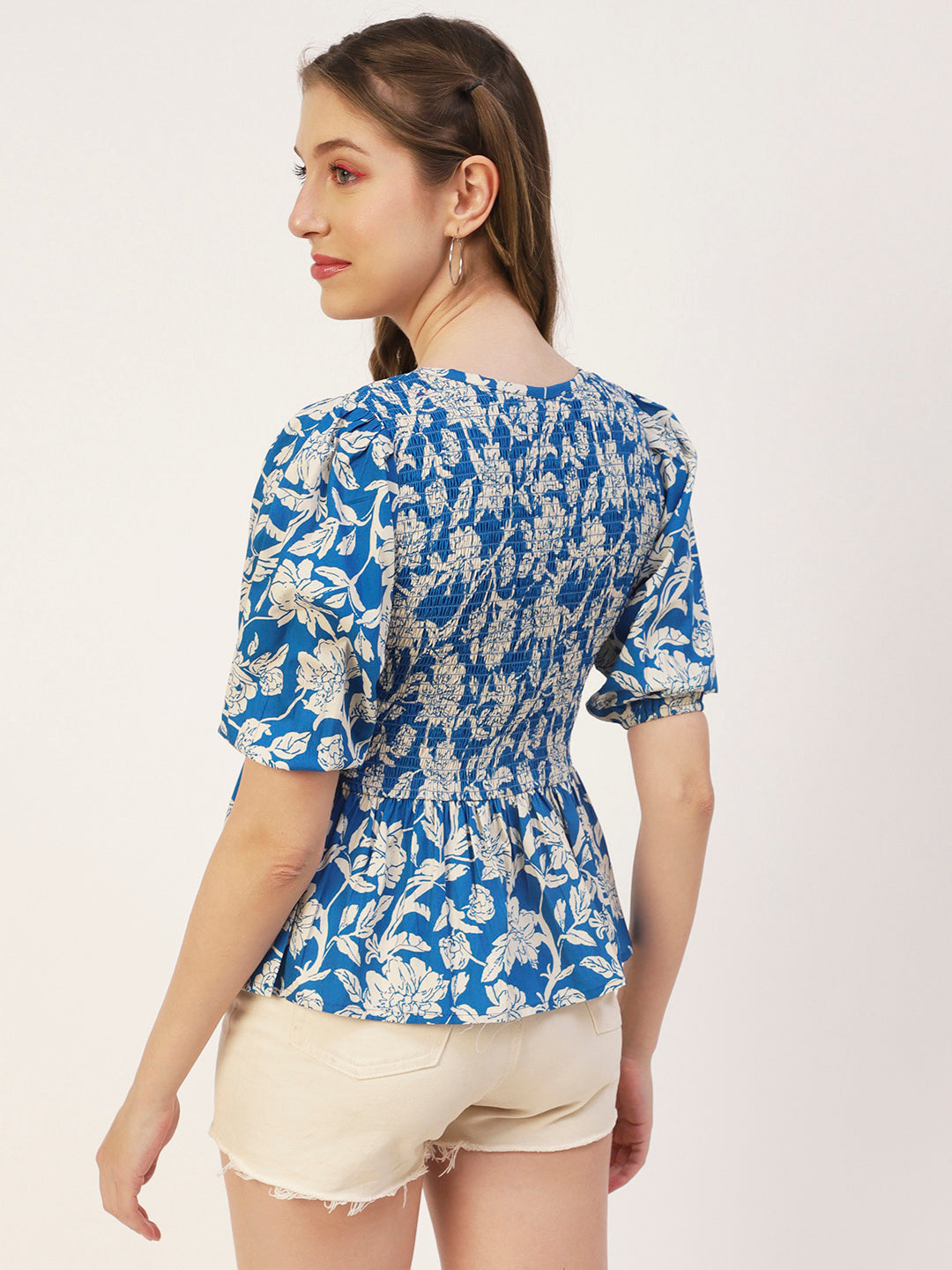 Smocked Elbow Sleeve Top
