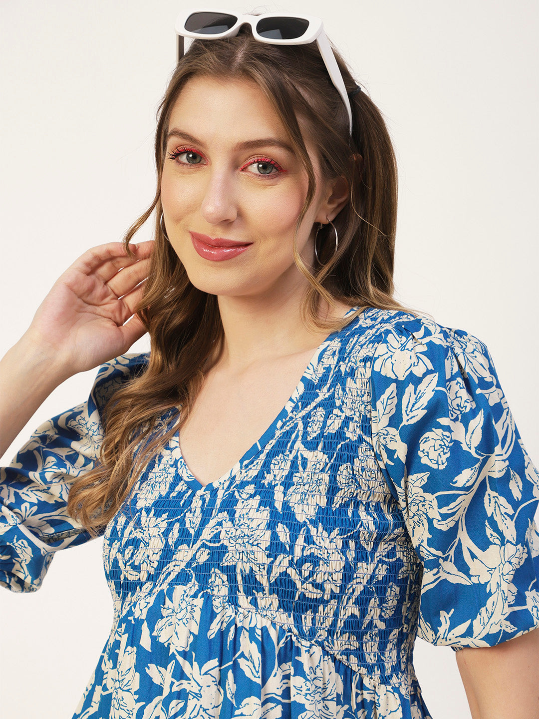 Smocked Elbow Sleeve Top