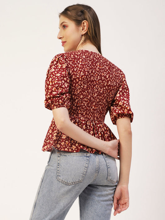 Smocked Elbow Sleeve Top