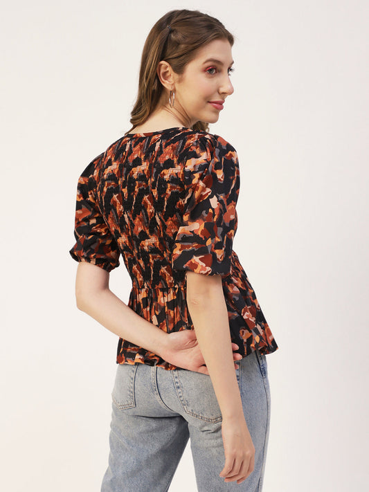 Smocked Elbow Sleeve Top
