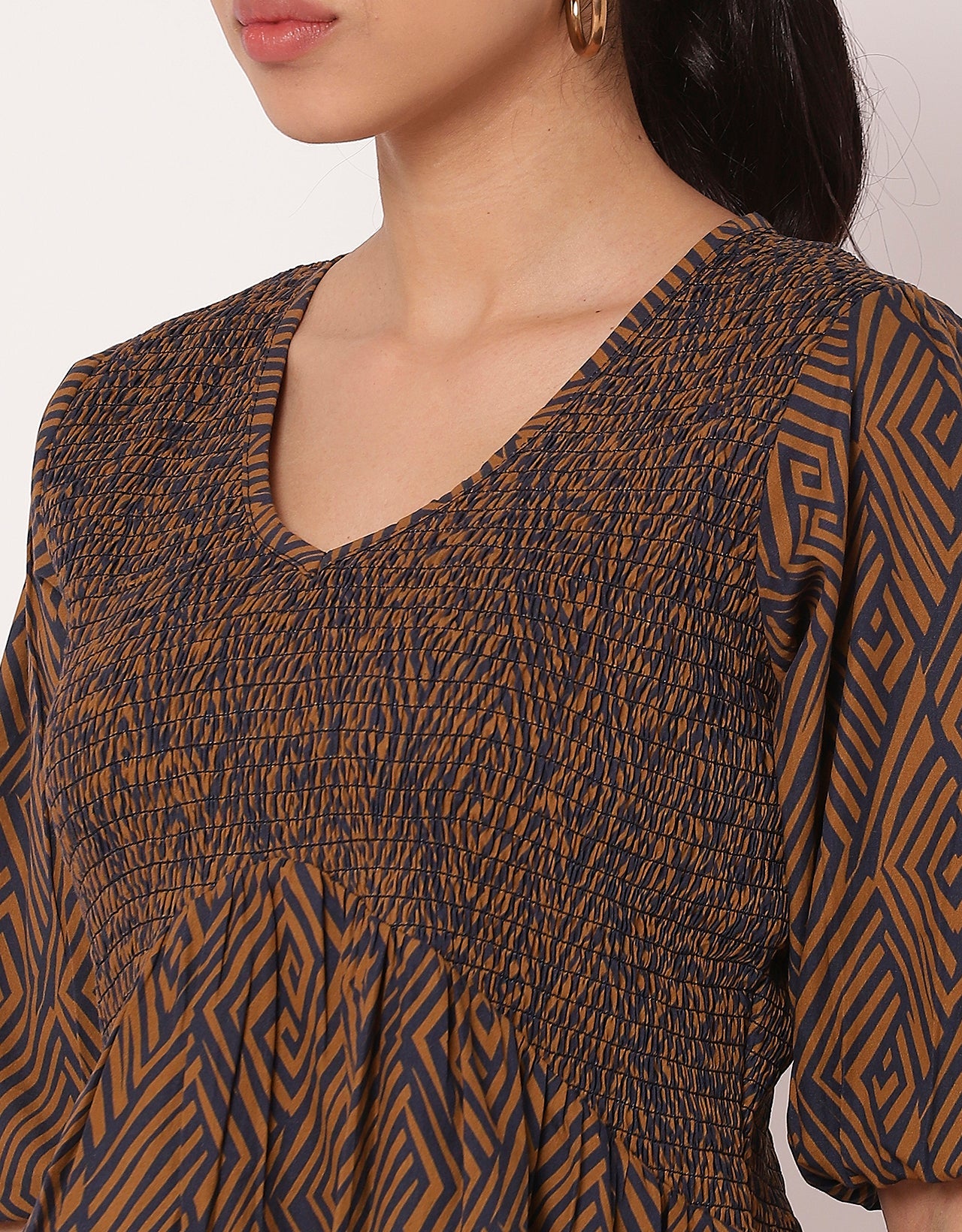 Smocked Elbow Sleeve Top