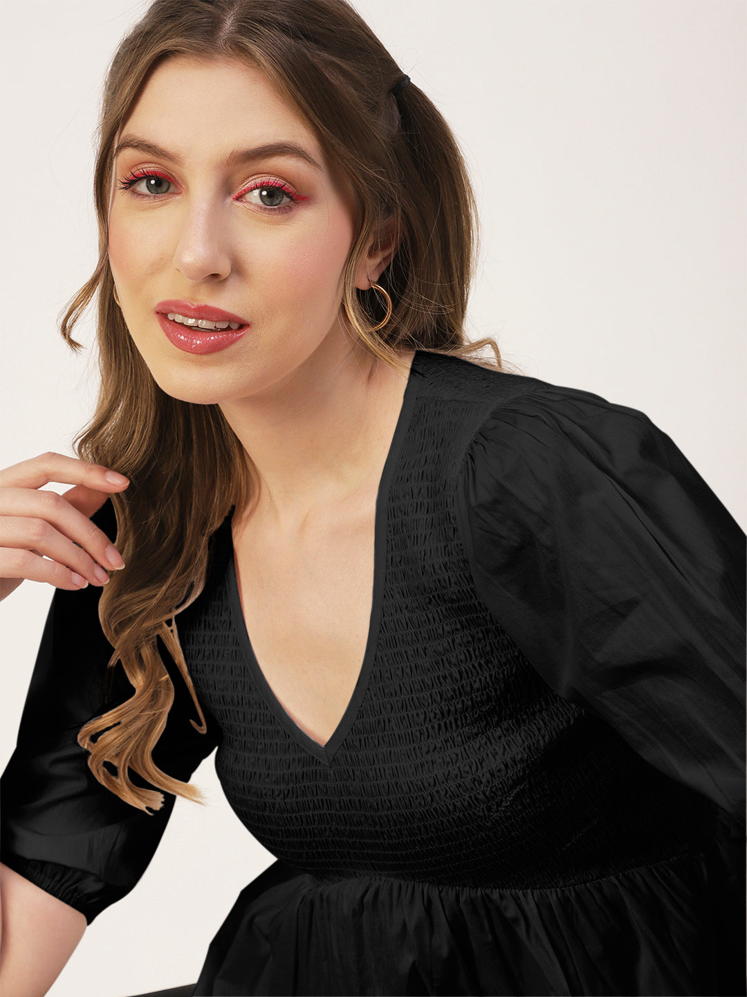 Smocked Elbow Sleeve Top