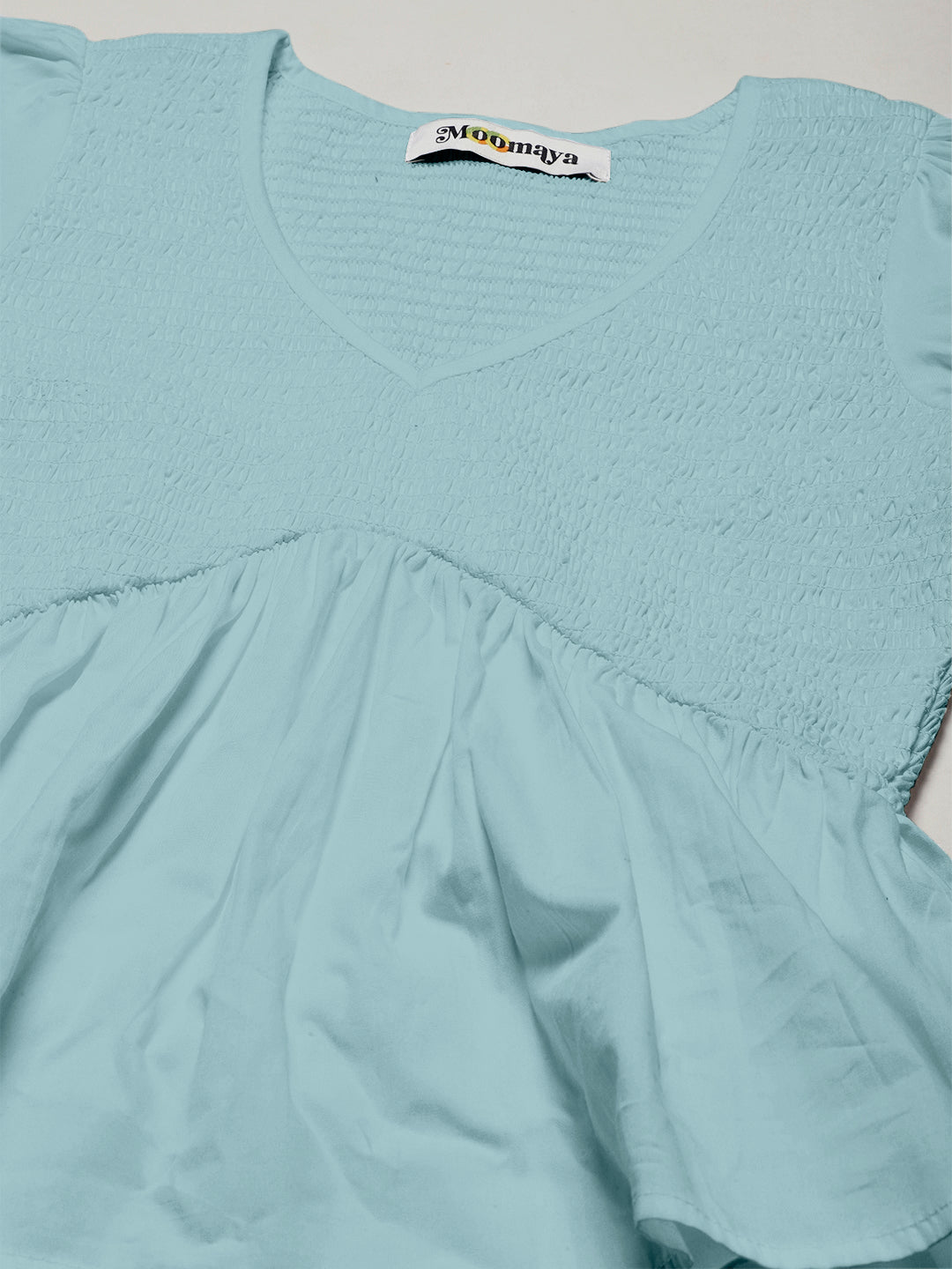 Smocked Elbow Sleeve Top