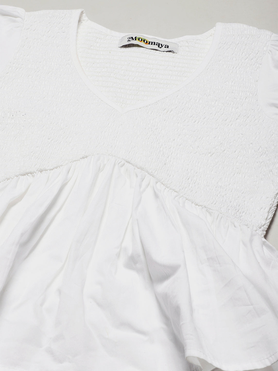 Smocked Elbow Sleeve Top