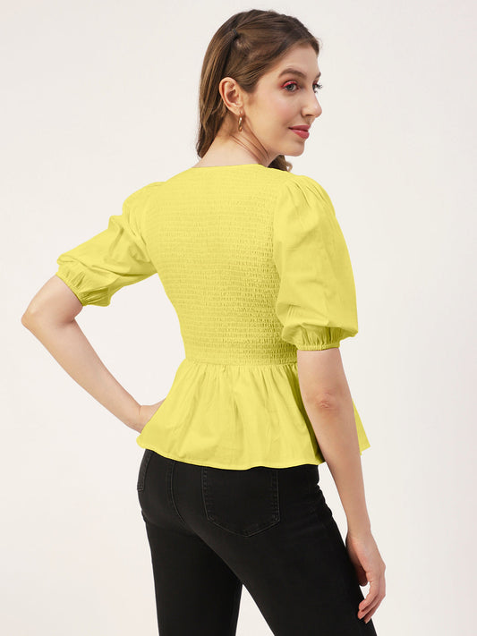 Smocked Elbow Sleeve Top