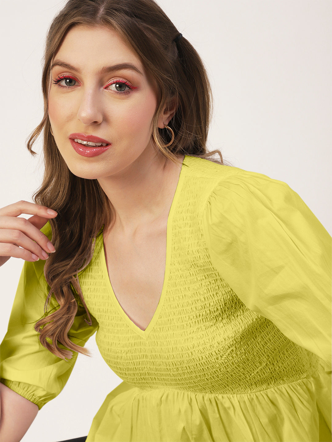 Smocked Elbow Sleeve Top